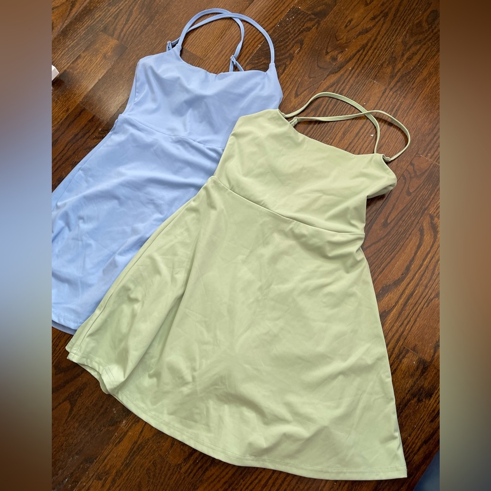 BUNDLE Light Blue and Sage Green Halter Skater Dress